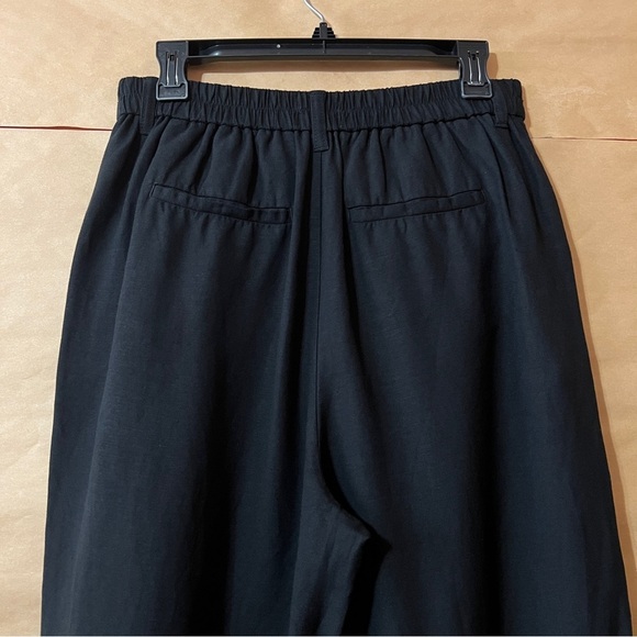Madewell The Tailored Tapered Pants Linen Blend Barrel Leg Trousers Black Size 6 - Picture 9 of 11